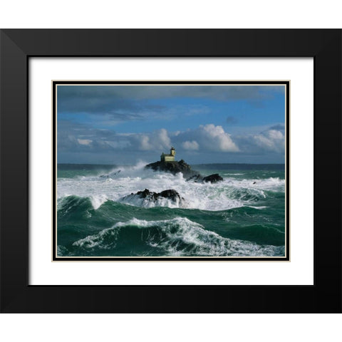 Phare de Tevennec mer dâ€™Iroise Black Modern Wood Framed Art Print with Double Matting by Guichard, Jean