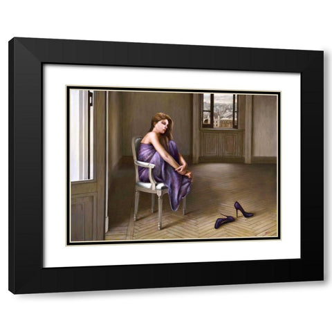 Morning in Paris Black Modern Wood Framed Art Print with Double Matting by Silver, John