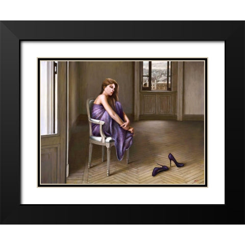 Morning in Paris Black Modern Wood Framed Art Print with Double Matting by Silver, John