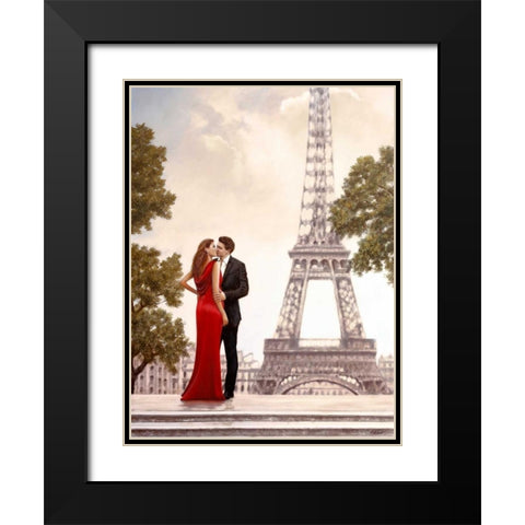 Romance in Paris I Black Modern Wood Framed Art Print with Double Matting by Silver, John