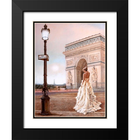 Romance in Paris II Black Modern Wood Framed Art Print with Double Matting by Silver, John
