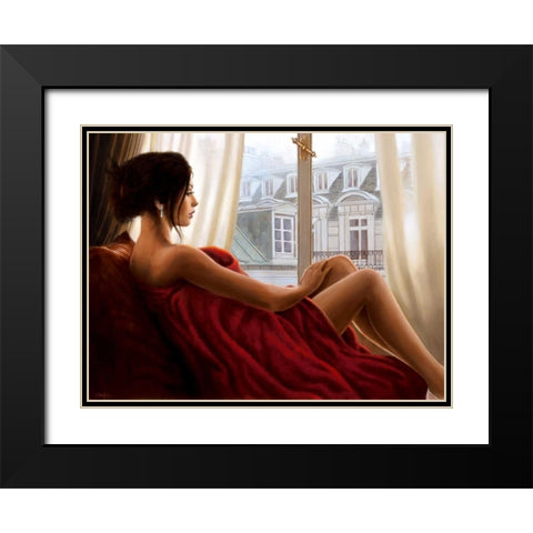 At the window Black Modern Wood Framed Art Print with Double Matting by Silver, John