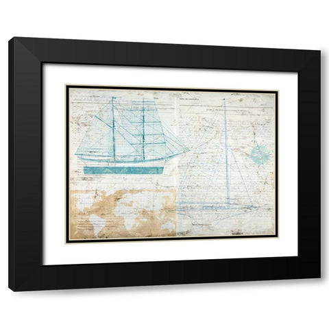 Classic Sailing Black Modern Wood Framed Art Print with Double Matting by Joannoo
