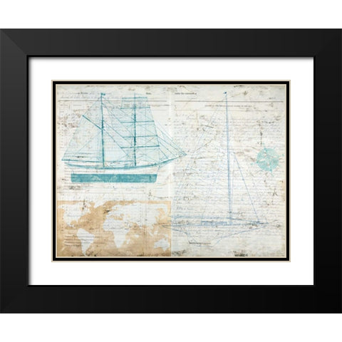 Classic Sailing Black Modern Wood Framed Art Print with Double Matting by Joannoo