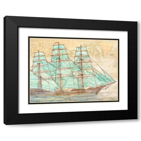 Sailing to the World Black Modern Wood Framed Art Print with Double Matting by Joannoo