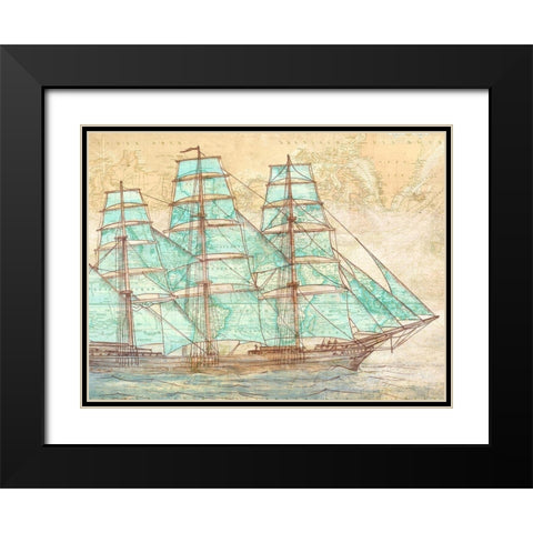 Sailing to the World Black Modern Wood Framed Art Print with Double Matting by Joannoo