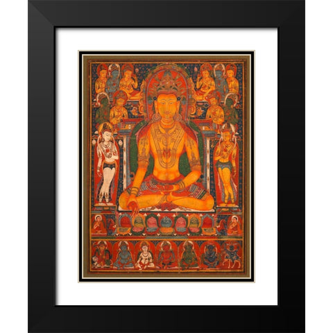 Buddha Ratnasambhava with Wealth Deitie Black Modern Wood Framed Art Print with Double Matting by Anonymous