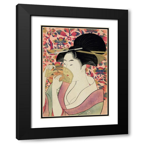 Courtesan  Black Modern Wood Framed Art Print with Double Matting by Utamaro, Kitagawa