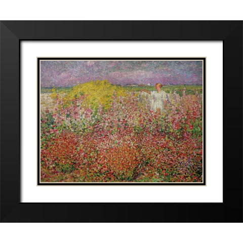 Amongst the Flowers at Belle Isle Black Modern Wood Framed Art Print with Double Matting by Russell, John Peter