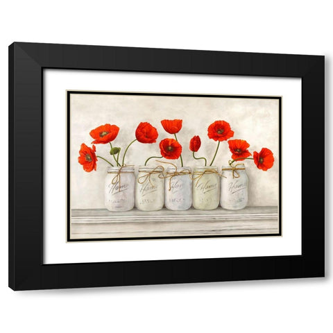 Red Poppies in Mason Jars Black Modern Wood Framed Art Print with Double Matting by Jenny, Thomlinson