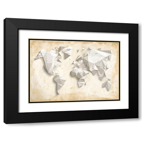 A different world (Ivory and Gold) Black Modern Wood Framed Art Print with Double Matting by Kaj Rama