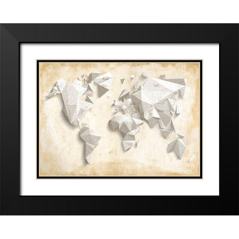 A different world (Ivory and Gold) Black Modern Wood Framed Art Print with Double Matting by Kaj Rama