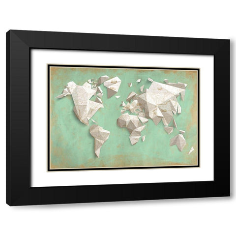 A different world (Mint and Gold) Black Modern Wood Framed Art Print with Double Matting by Kaj, Rama