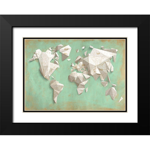 A different world (Mint and Gold) Black Modern Wood Framed Art Print with Double Matting by Kaj, Rama
