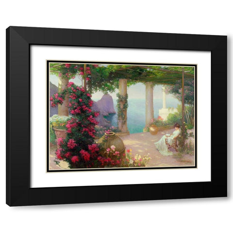 The Terrace Capri Black Modern Wood Framed Art Print with Double Matting by Schuster, Karl Maria