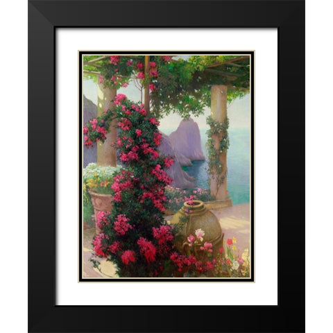 The Terrace, Capri (detail) Black Modern Wood Framed Art Print with Double Matting by Schuster, Karl Maria