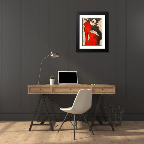 Feminine Red (detail) Black Modern Wood Framed Art Print with Double Matting by Kumi
