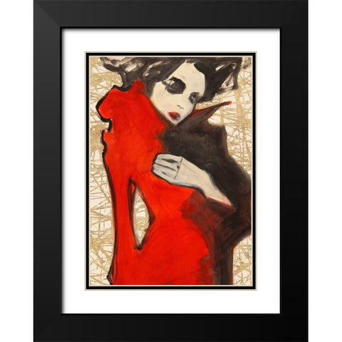 Feminine Red (detail) Black Modern Wood Framed Art Print with Double Matting by Kumi