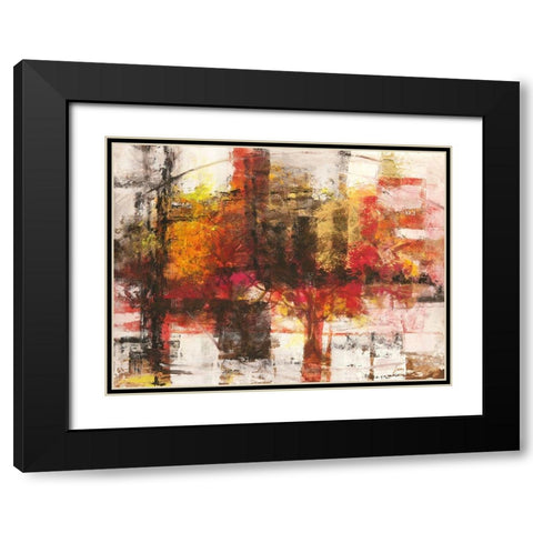 Astratto cremisi Black Modern Wood Framed Art Print with Double Matting by Lucas