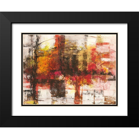 Astratto cremisi Black Modern Wood Framed Art Print with Double Matting by Lucas