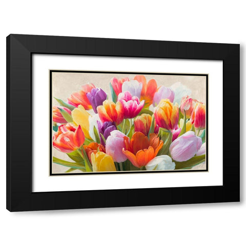 Spring Tulips Black Modern Wood Framed Art Print with Double Matting by Villa, Luca