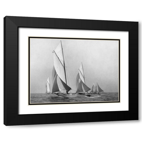 Saliboats Sailing Downwind ca. 1900-1920 Black Modern Wood Framed Art Print with Double Matting by Levick, Edwin