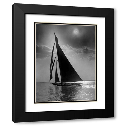 The Vanitie during the Americas Cup ca. 1900-1910 Black Modern Wood Framed Art Print with Double Matting by Levick, Edwin