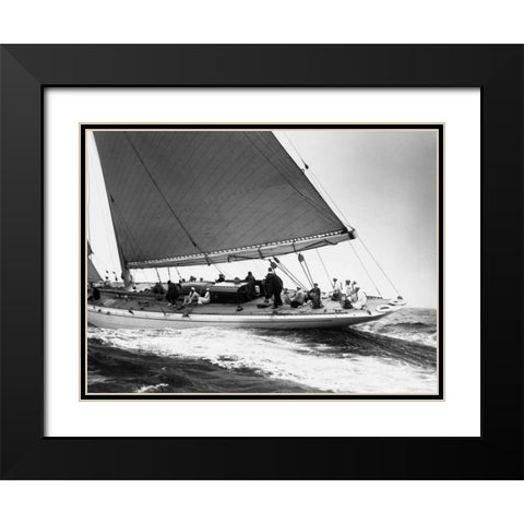 Yankee Cruising on East Coast 1936 Black Modern Wood Framed Art Print with Double Matting by Levick, Edwin