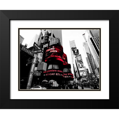 Crossroads Times Square NYC Black Modern Wood Framed Art Print with Double Matting by Ludo, H.
