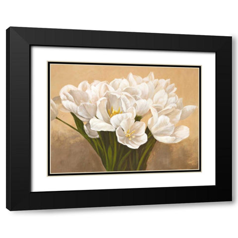 Tulipes blanches Black Modern Wood Framed Art Print with Double Matting by Sanna, Leonardo