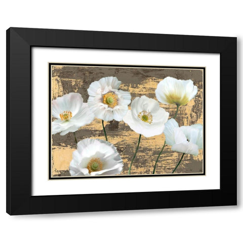 Washed Poppies (Ash and Gold) Black Modern Wood Framed Art Print with Double Matting by Sanna, Leonardo