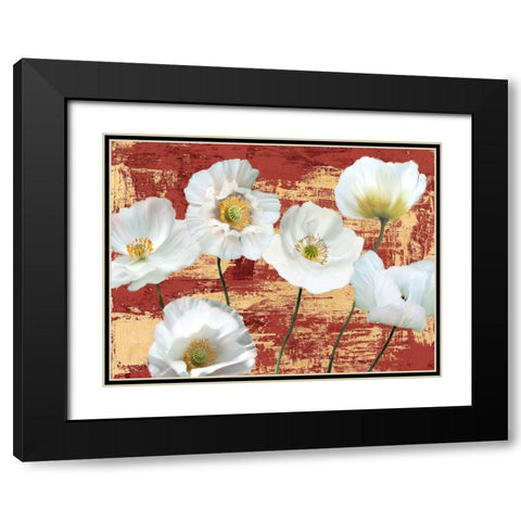 Washed Poppies (Red and Gold) Black Modern Wood Framed Art Print with Double Matting by Sanna, Leonardo