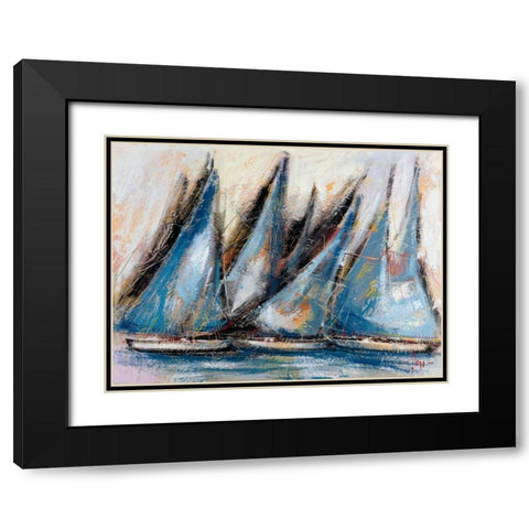 Vele blu Black Modern Wood Framed Art Print with Double Matting by Florio, Luigi