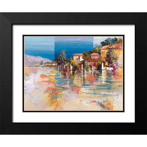 Paese sul lago Black Modern Wood Framed Art Print with Double Matting by Florio, Luigi