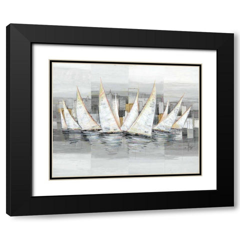Regata Black Modern Wood Framed Art Print with Double Matting by Florio, Luigi