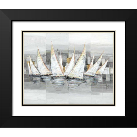 Regata Black Modern Wood Framed Art Print with Double Matting by Florio, Luigi
