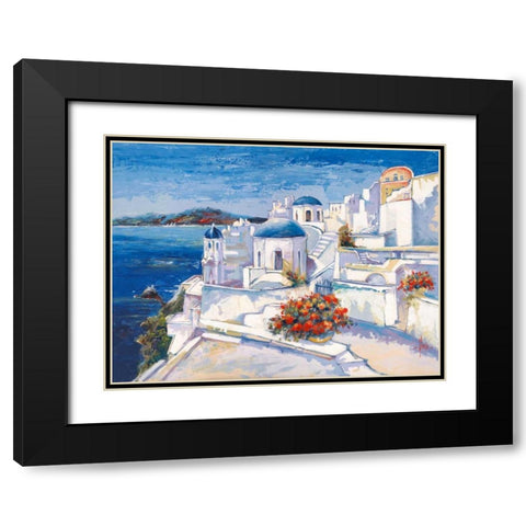 Mykonos Black Modern Wood Framed Art Print with Double Matting by Florio, Luigi