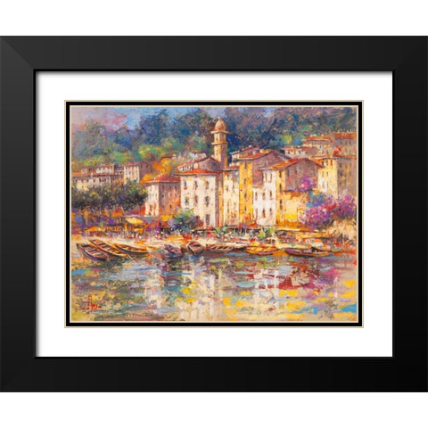 Portofino Black Modern Wood Framed Art Print with Double Matting by Florio, Luigi