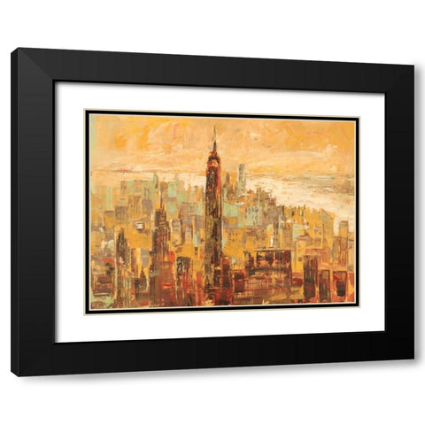 Tramonto su Manhattan Black Modern Wood Framed Art Print with Double Matting by Florio, Luigi