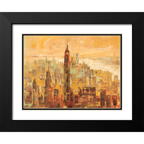 Tramonto su Manhattan Black Modern Wood Framed Art Print with Double Matting by Florio, Luigi