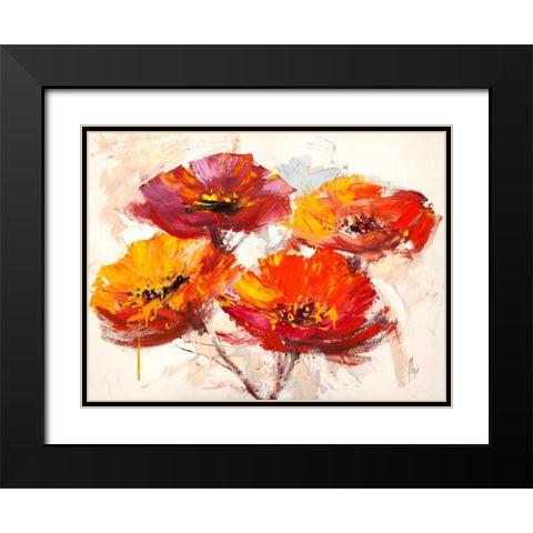 Il respiro dei papaveri Black Modern Wood Framed Art Print with Double Matting by Florio, Luigi