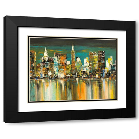 Le mille luci di New York Black Modern Wood Framed Art Print with Double Matting by Florio, Luigi