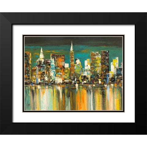 Le mille luci di New York Black Modern Wood Framed Art Print with Double Matting by Florio, Luigi