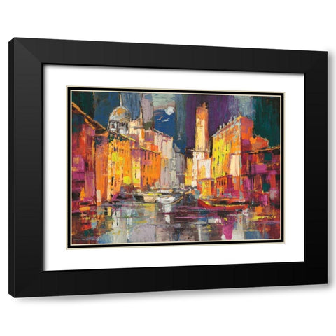 Verso il porto immaginario Black Modern Wood Framed Art Print with Double Matting by Florio, Luigi