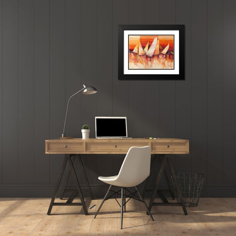 Vele allâ€™orizzonte Black Modern Wood Framed Art Print with Double Matting by Florio, Luigi