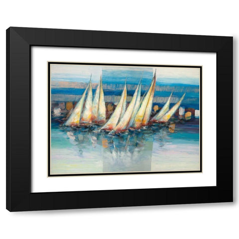Vele nel blu Black Modern Wood Framed Art Print with Double Matting by Florio, Luigi