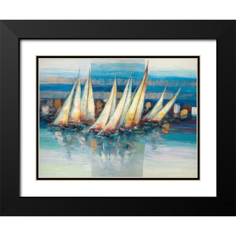 Vele nel blu Black Modern Wood Framed Art Print with Double Matting by Florio, Luigi