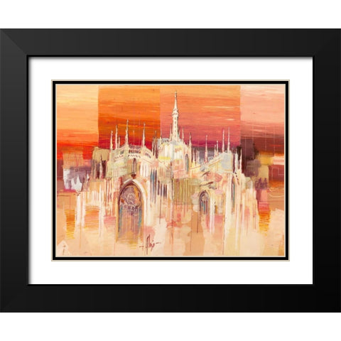 Milano al tramonto Black Modern Wood Framed Art Print with Double Matting by Florio, Luigi