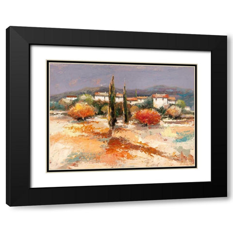 Borgo nel sole Black Modern Wood Framed Art Print with Double Matting by Florio, Luigi