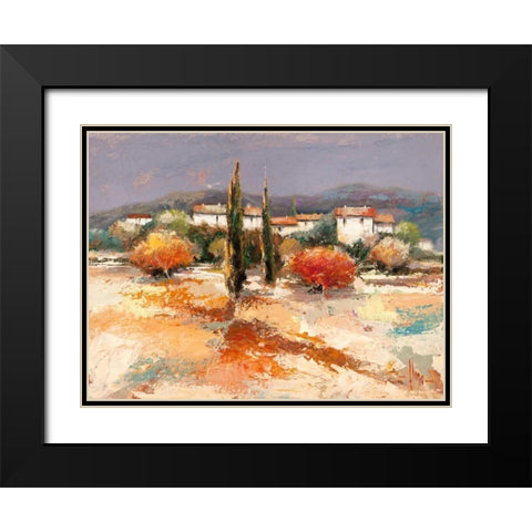 Borgo nel sole Black Modern Wood Framed Art Print with Double Matting by Florio, Luigi